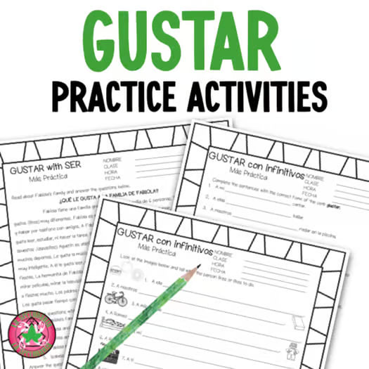 Gustar with Infinitives and Nouns Worksheets Practice Activities Packet