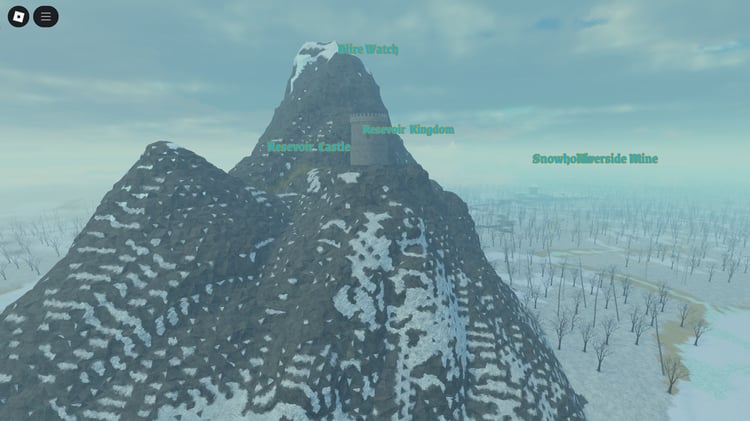 Snowy villages and forests in Roblox medieval map