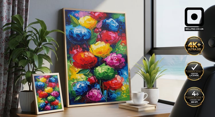Multicolor Abstract Floral Oil Painting Modern – Decorative Room Background