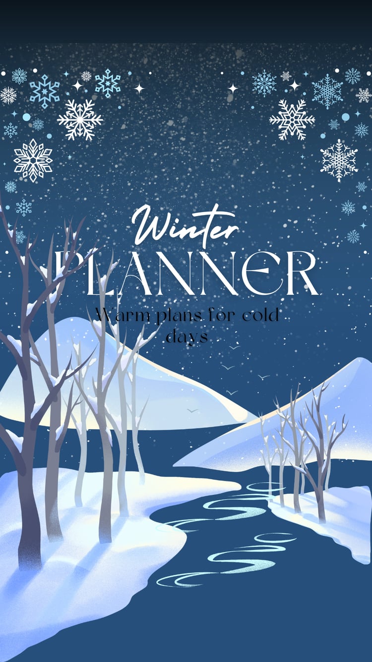 Winter Monthly Planner with snowman and cozy winter design – printable PDF
