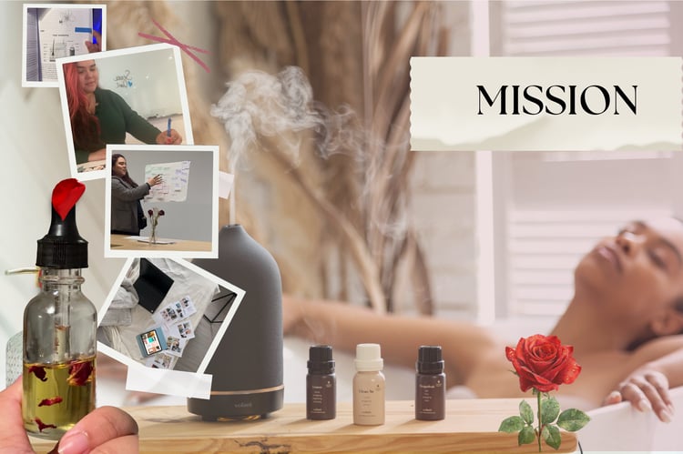 Image illustrant la mission de CatboCare : transformer les soins capillaires et les rituels sensoriels en un acte de guérison émotionnelle et de reconnexion à soi.  Image illustrating CatboCare’s mission — turning hair rituals and sensory care into an act of emotional healing and self-reconnection.