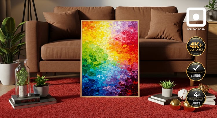 Rainbow Abstract Floral Wall Poster Colorful – Elegant Art Composition