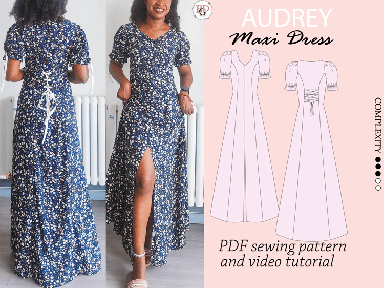 slim fit dress slacks Maxi V-Neck Dress Sewing Pattern Instant Download PDF Pattern – Rosys  Patterns main image 0