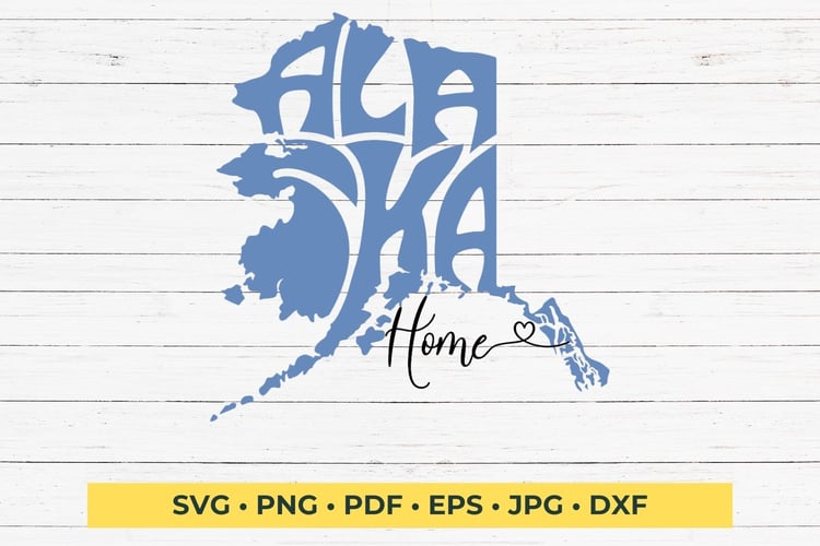 Show your love for the Last Frontier with our 'Alaska Home' Word Art SVG Cut File, creatively designed in the shape of the state!