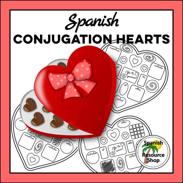 Spanish Valentine's Day Conjugation Hearts_Editable for Any Tense