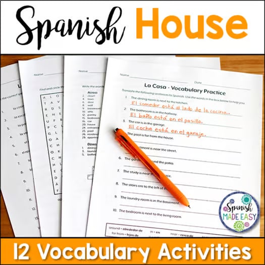 La Casa (The House) Spanish Vocabulary Activities