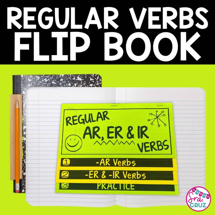 Spanish Regular AR ER IR Present Tense Flip Book with DIGITAL for Google Slides