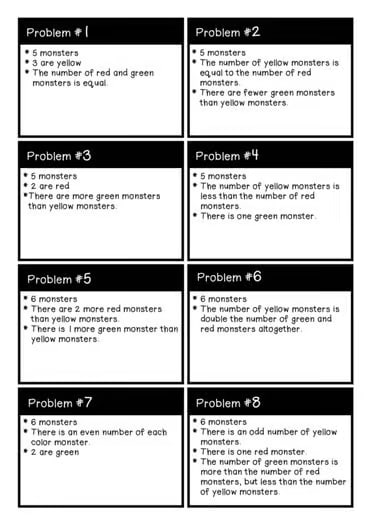 Problem Solving with Monsters Math Center