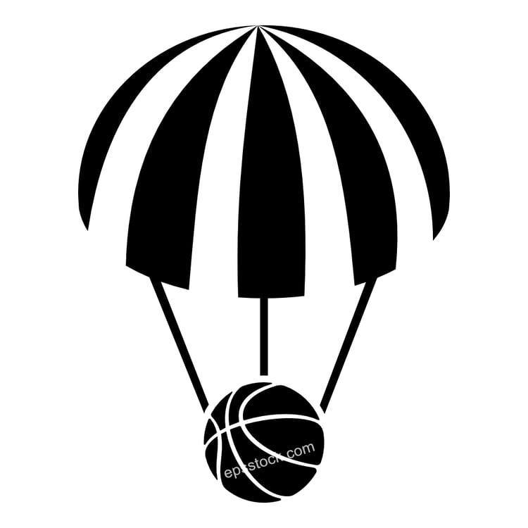 Basketball ball on parachute