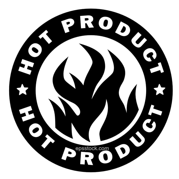Rubber stamp illustration showing HOT PRODUCT