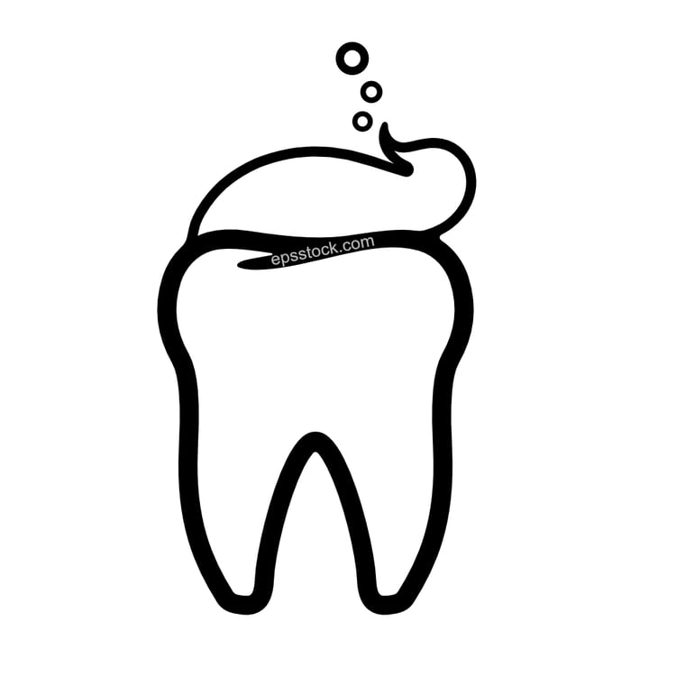 Tooth with toothpaste