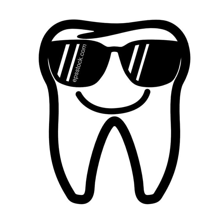 Tooth cute character with sunglasses