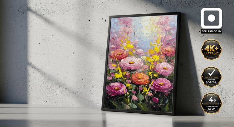 Dreamy Pink Abstract Floral Oil Painting Vertical Art – Elegant Art Composition