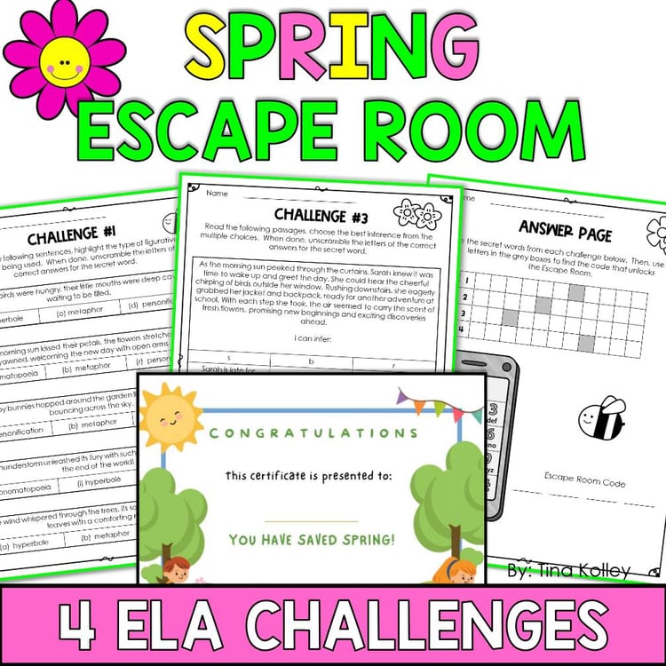 Spring Escape Room -Before Spring Break Activities - After Spring Break Activity