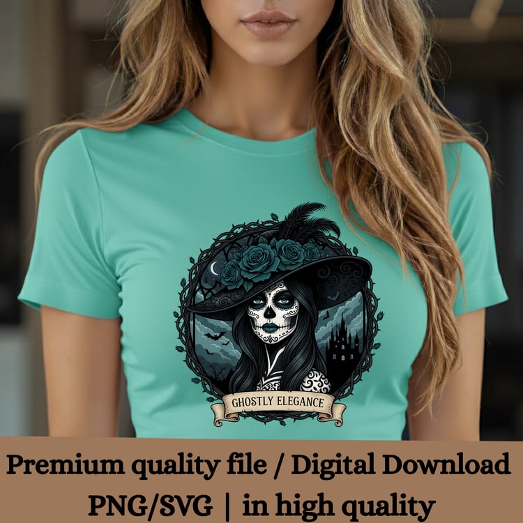 Catrina clipart, Halloween png, Day of the Dead svg, Catrina svg, Gothic clipart, Halloween illustration, Catrina digital art, Halloween clipart, png transparent background, Cricut Halloween design, Catrina sublimation, Halloween decoration, Elegant clipa