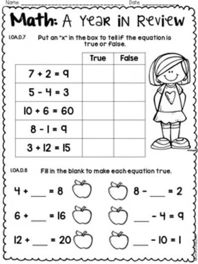 First Grade MATH Review