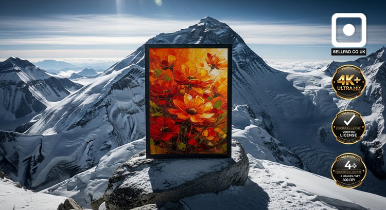 Hot Summer Abstract Floral Oil Painting Vertical Art – Artistic Wall Setup