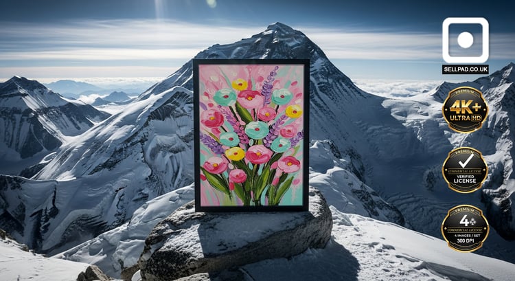 Candy Color Abstract Floral Oil Painting Vertical Wall Poster – Aesthetic Interior Display