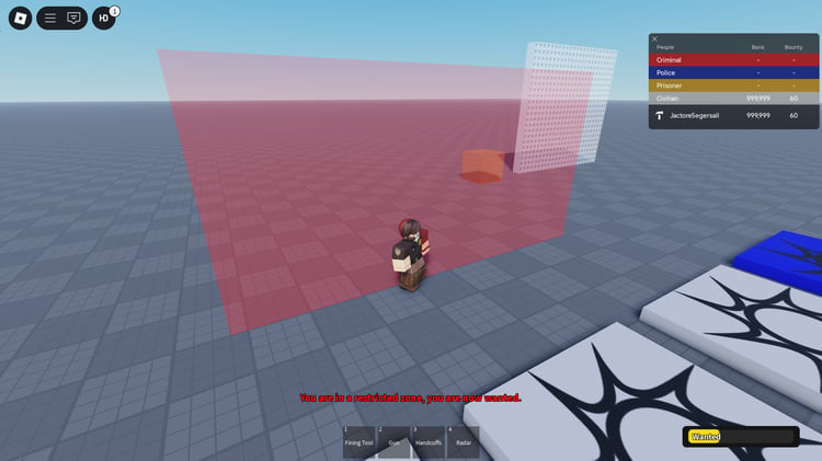 In-game WANTED poster UI from Roblox bounty system