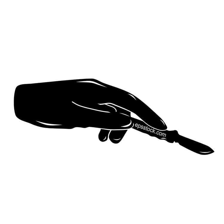 surgeon hand with scalpel