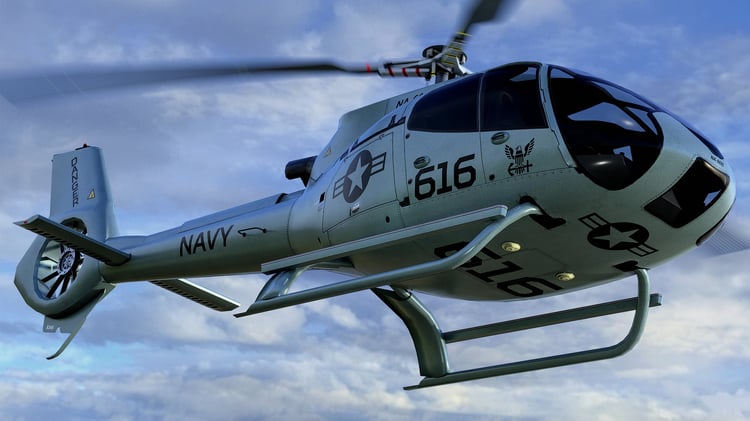 www.3dgtx.com - Animated Airbus H130 Helicopter 25 - US Navy - Lowpoly PBR LOD - Image 1