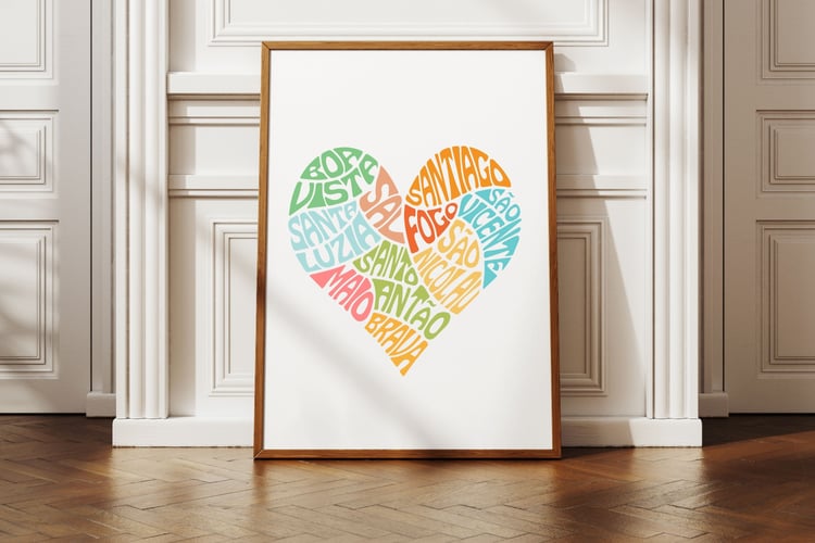 Celebrate the vibrant beauty of the Cape Verde Islands with our stunning Cape Verde Heart SVG cut file! This unique word art design features intricately designed island names, creatively shaped into a heartfelt heart, perfect for adding a touch of island