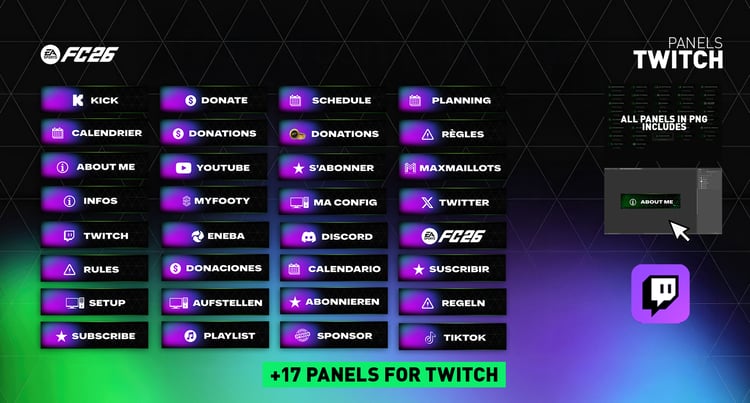 FC 26 + Stream Packages + Graphics Pack + Twitch Panels.