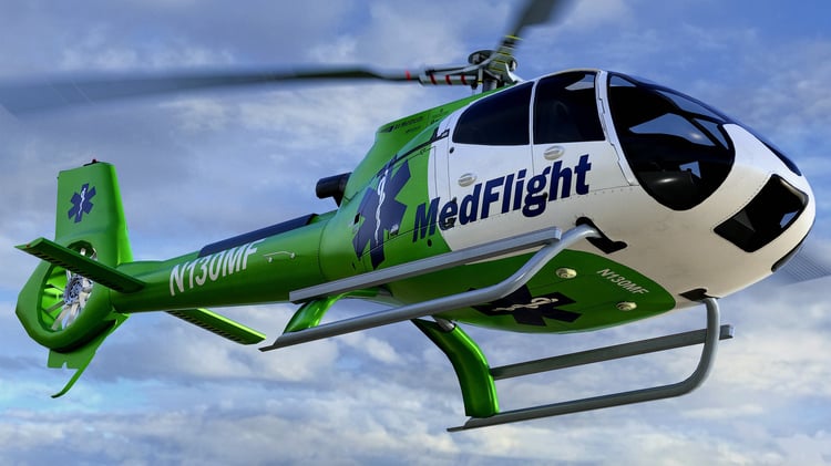 www.3dgtx.com - Animated Airbus H130 Helicopter 12 - Med Flight - Lowpoly PBR LOD - Image 1