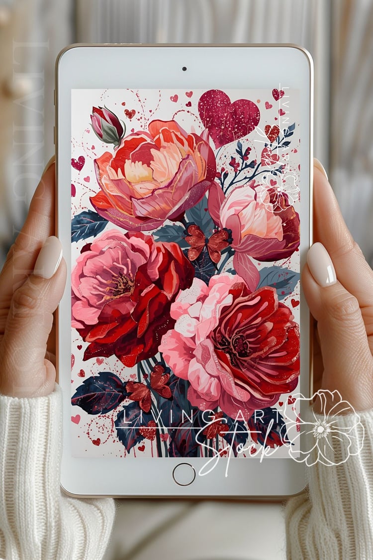 Peonies Floral Hearts Wallpaper