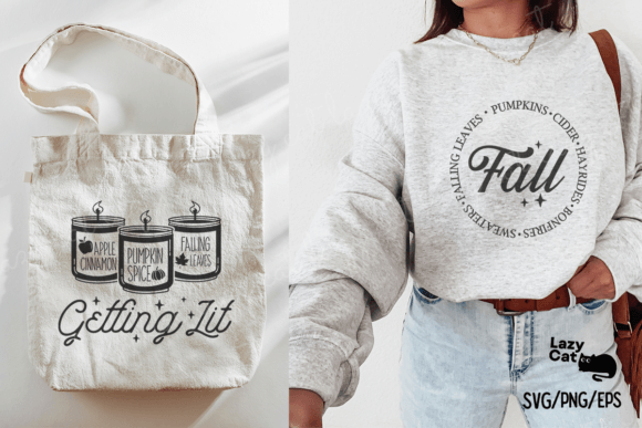 autumn quotes svg displayed on t-shirt and mug
