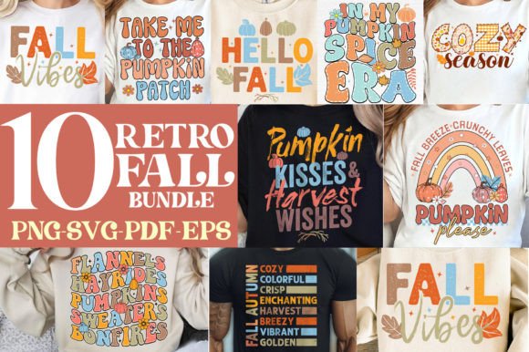 retro fall autumn svg png eps pdf bundle preview with 10 designs and commercial license