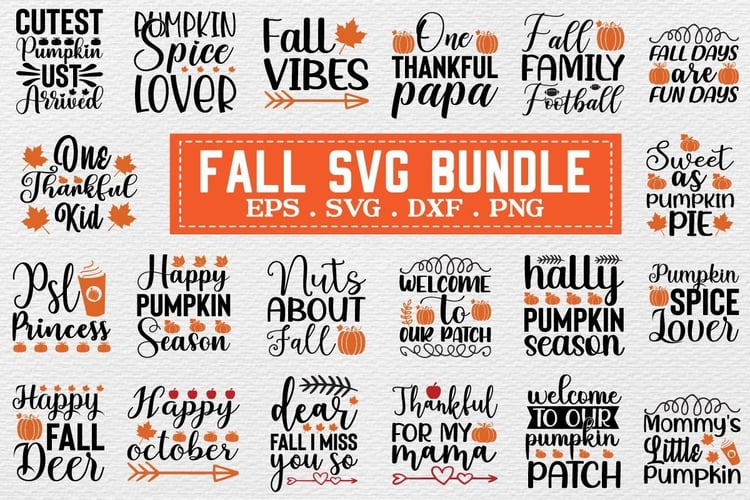 fall svg bundle preview with 20 designs and commercial license