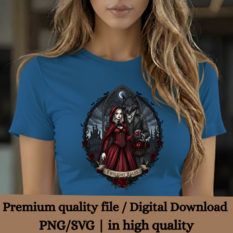 Little Red Riding Hood, Werewolf, Gothic Wolf, Dark Romance, Twilight Tales, Halloween PNG, SVG, Sublimation, Dark Fantasy, Fairy Tales, Commercial Use, 300dpi, Transparent PNG, Beast, Gothic, Rose Clipart, Crafts, Halloween,