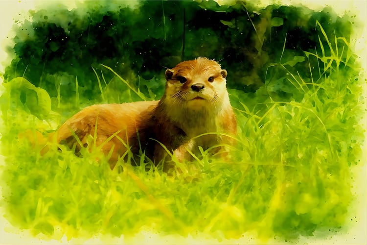 otter art, otter watercolor, cute otter, otter portrait, wildlife art, animal watercolor, otter painting, river otter, otter print, otter wall art, adorable otter, otter gift, wildlife print, animal art, otter in grass, otter nature, otter face, playful o
