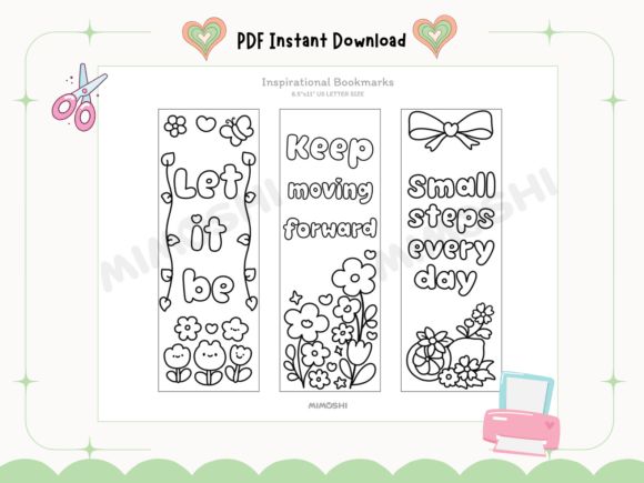 Positive affirmation bookmarks for kids and adults printable  Mindfulness coloring bookmarks with motivational quotes