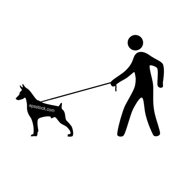 Man Figure Walking Dog