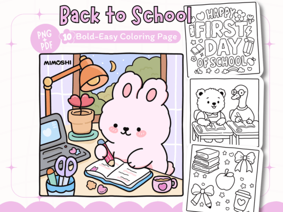 Back to school coloring page with bold hand-drawn designs  First day of school printable coloring page for kids