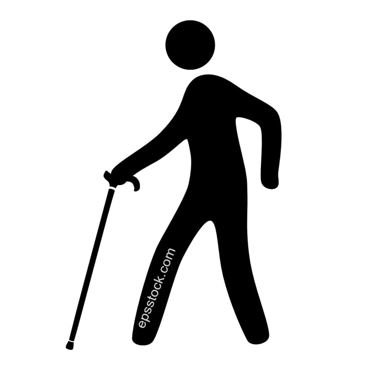 Person walking with cane