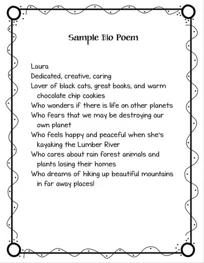 Bio Poems Made Easy - Printable and Digital