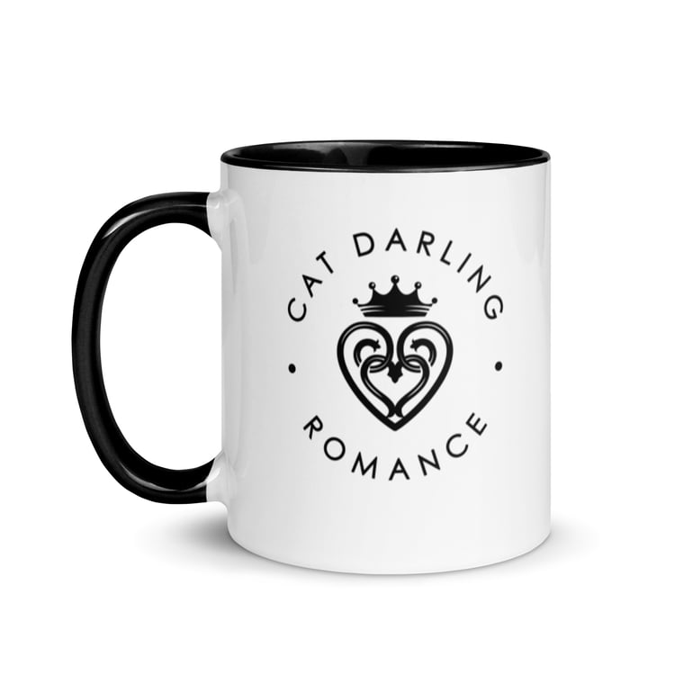 Author Cat Darling branded mug with coloured handle and inside