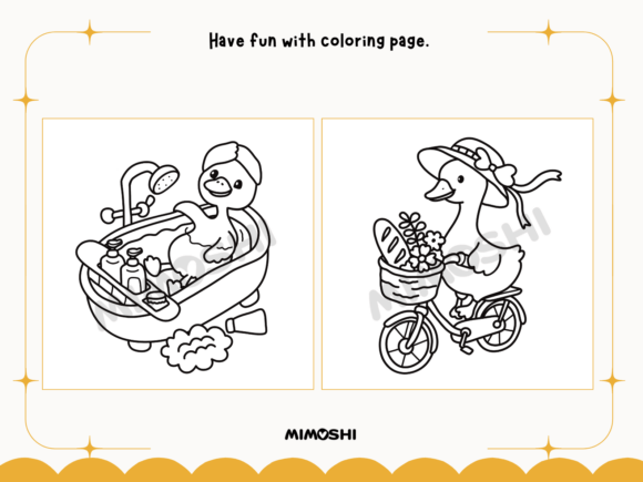 Funny goose coloring sheet bold easy lines  Kawaii goose coloring page for animal lovers