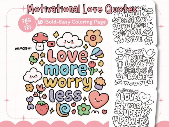 Motivational love quotes coloring page printable for kids and adults  Positive affirmation coloring book page with love quote