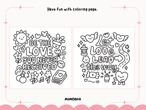 Inspirational coloring sheet bold easy lines for relaxation  Cute motivational quote coloring printable PDF download