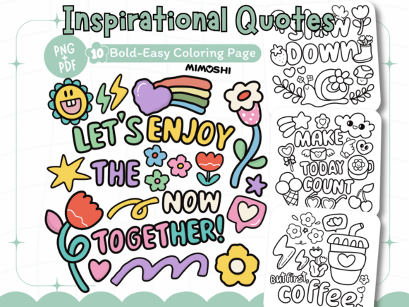 Inspirational quotes coloring page printable PDF  Motivational affirmation coloring page for self-care