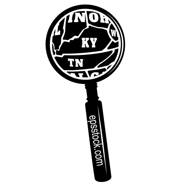 KENTUCKY state map in magnifying glass