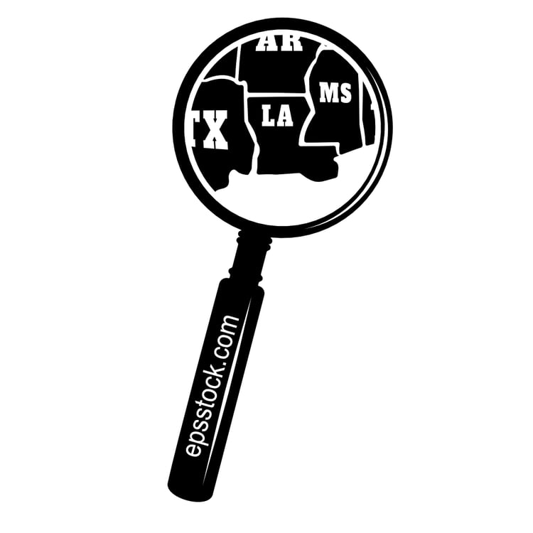 LOUISIANA state map in magnifying glass