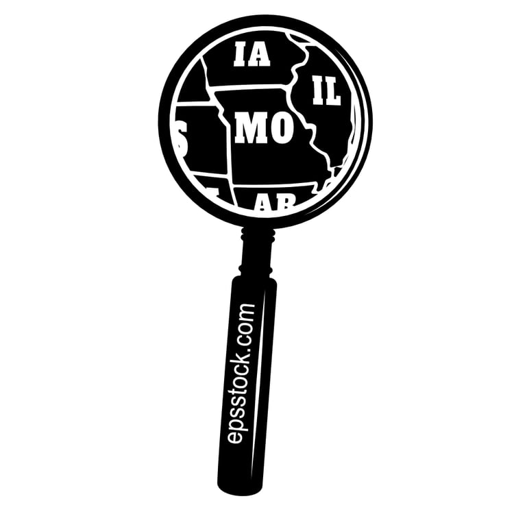 MISSOURI state map in magnifying glass