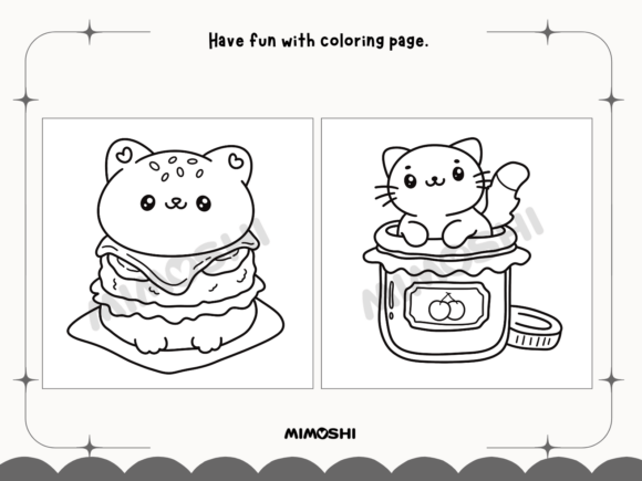 Kawaii cats in containers coloring page for kids  Fluffy cat in a jar hand-drawn coloring book