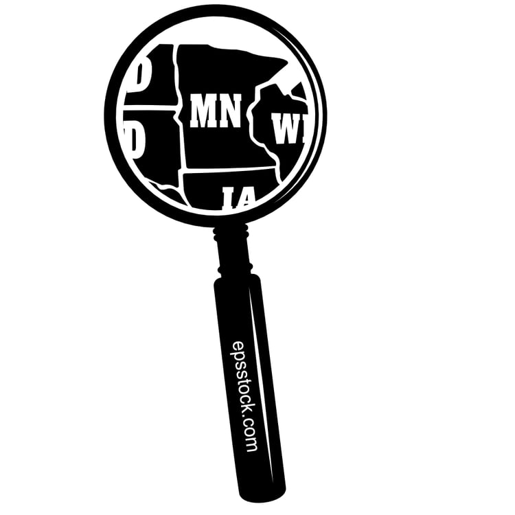 MINNESOTA state map in magnifying glass