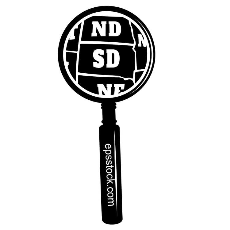 SOUTH DAKOTA state map in magnifying glass